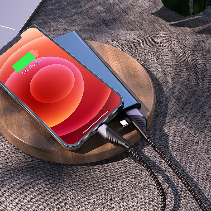 Câble de données à chargement rapide USB-A / USB-C vers Lightning en nylon tressé (1 m) Câble de données à chargement rapide USB-A / USB-C vers Lightning en nylon tressé (1 m)